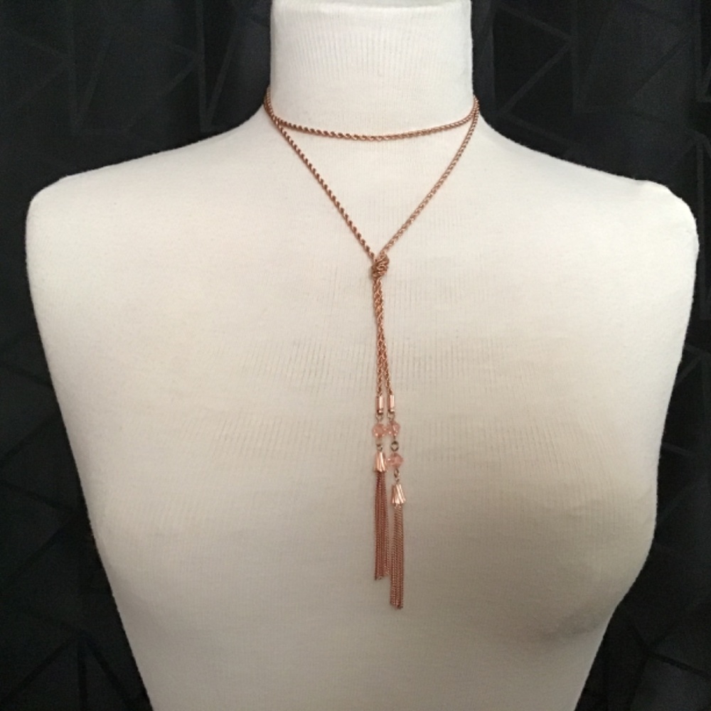 NWT Ricki’s necklace and earrings set, rose gold color - can be worn two ways - Picture 6 of 10